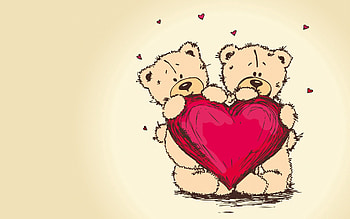 Love, Couple, Pair, , Drawing, Romance, Heart, Teddy Bears HD wallpaper