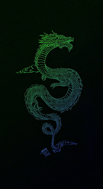 Colorful dragon, art, green, blue, epic HD phone wallpaper