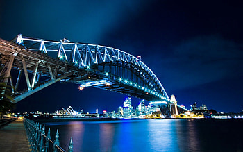 Cities, Sydney, City Lights, Evening, Harbor Bridge, Harbour Bridge HD wallpaper