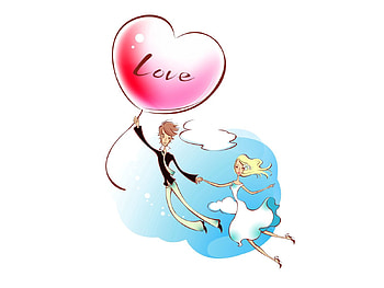 Art, Love, Couple, Pair, , Drawing, Flight, Heart, Happiness HD wallpaper