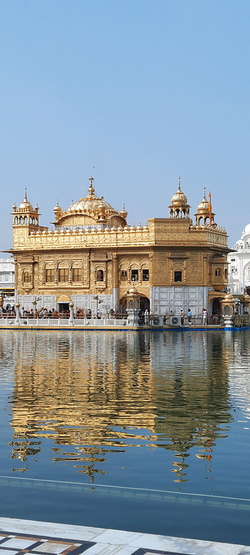 Golden temple, sky, symmetry HD phone wallpaper