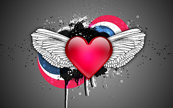 Love, Multicolored, Motley, Stains, Spots, Wings, Heart HD wallpaper