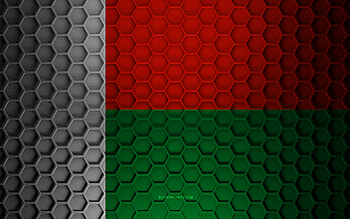 Madagascar flag, 3d hexagons texture, Madagascar, 3d texture, Madagascar 3d flag, metal texture, flag of Madagascar HD wallpaper