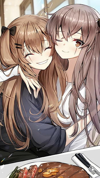 Sister lunch time, ump9, girls frontline, ump45, sisters, gfl, girl, cute, anime HD phone wallpaper
