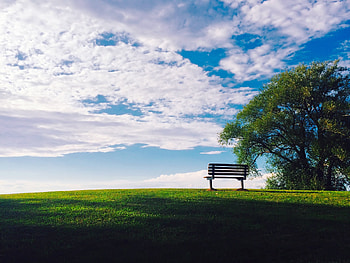 Nature, Sky, Clouds, Bench HD wallpaper