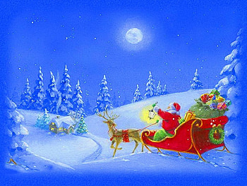 Start of the trip, sky, Santa, reindeer, Christmas HD wallpaper