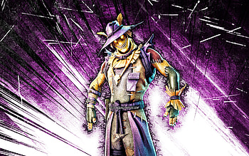 Hay Man, grunge art, Fortnite Battle Royale, Fortnite characters, violet abstract rays, Hay Man Skin, Fortnite, Hay Man Fortnite HD wallpaper