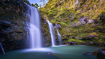Bears Falls, Maui, river, water, cliff, rocks HD wallpaper