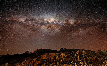 Nature, Sky, Mountains, Stars, Night, Points, Point, Cliffs HD wallpaper