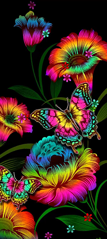 Ribbon Flowers, Beautiful, green, petal, butterfly, colorful HD phone wallpaper
