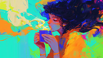 Aromatic Reverie, woman, coffee, aesthetic, artistic HD wallpaper