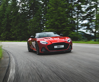 Red, sports car, Aston Martin DBS Superleggera HD wallpaper