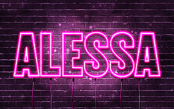 Alessa, , with names, female names, Alessa name, purple neon lights, Alessa Birtay, Happy Birtay Alessa, popular italian female names, with Alessa name HD wallpaper