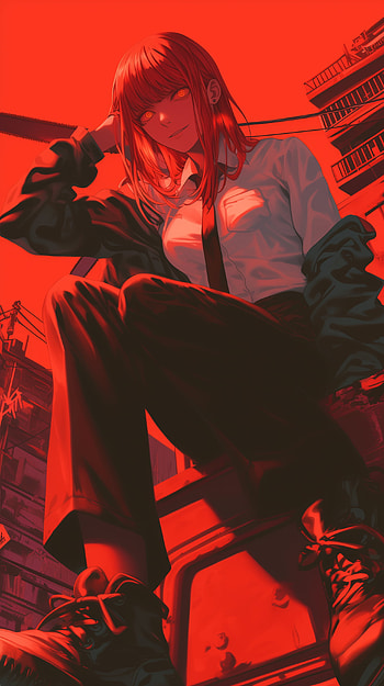 Bold Makima : A Red Touch from Chainsaw Man, Anime, Chainsaw Man, red anime, Makima (Chainsaw Man) HD phone wallpaper