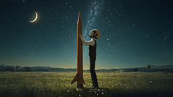 Child In A Helmet With A Rocket In A Field, child, helmet, rocket, field, artist, artwork, art, digital-art, ai, deviantart HD wallpaper