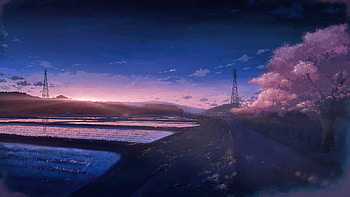 Anime Scenery Field , anime, artist, artwork, digital-art HD wallpaper