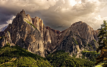 Italy, mountains, forest, sky, Dolomites, clouds, R, beautiful nature, Europe HD wallpaper