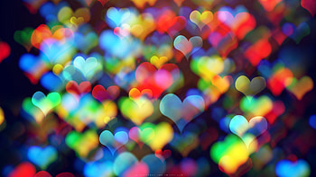 Hearts, bokeh, blur, art HD wallpaper