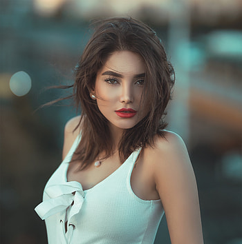 Woman, beautiful model, red lips HD phone wallpaper
