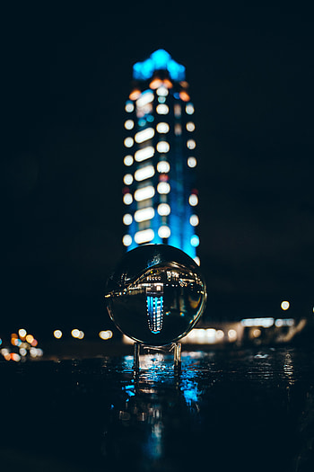 Night, Reflection, Glare, Miscellanea, Miscellaneous, Glass, Ball, Bokeh, Boquet HD phone wallpaper