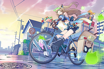 Kirara (Genshin Impact), Kirara (Genshin Impact), bicycle, city, girl, nekomimi HD wallpaper