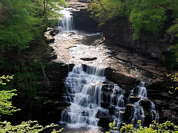 Waterfall, trees, nature, rocks HD wallpaper