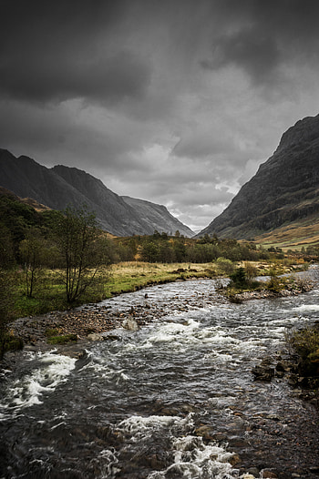 Nature, Trees, Mountains, Rocks, Flow, Stream, Creek, Brook HD phone wallpaper