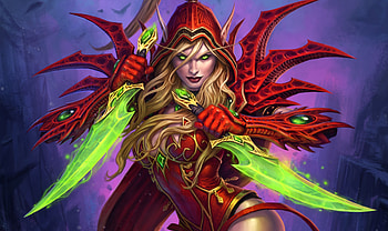 Girl warrior, green swords, Hearthstone: Heroes of Warcraft HD wallpaper