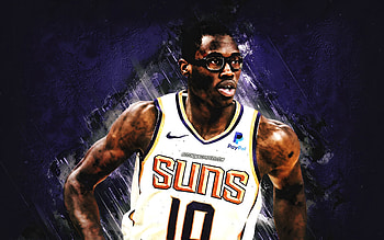 Jalen Smith, Phoenix Suns, NBA, American basketball player, purple stone background, basketball, grunge art HD wallpaper