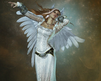 Angel In White, wings, white, fantasy, angel, female HD wallpaper