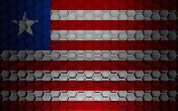 Liberia flag, 3d hexagons texture, Liberia, 3d texture, Liberia 3d flag, metal texture, flag of Liberia HD wallpaper