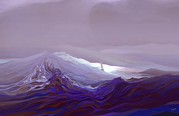 Art, Waves, Paint, Boat, Sailboat, Sailfish HD wallpaper