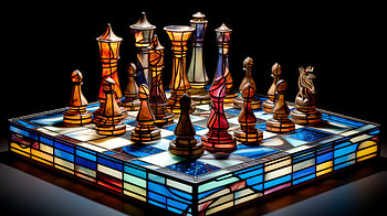 Stained Glass Chess, stained glass, man made, chess HD wallpaper