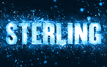 Happy Birtay Sterling, , blue neon lights, Sterling name, creative, Sterling Happy Birtay, Sterling Birtay, popular american male names, with Sterling name, Sterling HD wallpaper