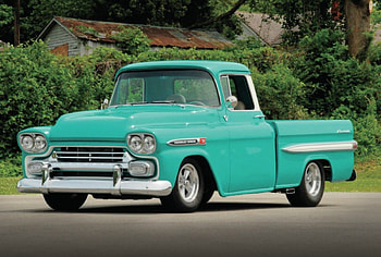 1959-Chevrolet-Apache, Truck, Bowtie, Aqua, Classic HD wallpaper