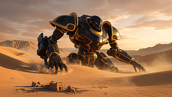 Dune Colossus — Mech, Giant Robot, Desert HD wallpaper