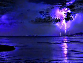 Darkside of Nature, sea, thunder, lighting, clouds, sky, nature HD wallpaper