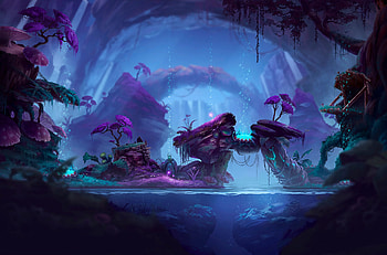 Water, Fantasy, Art, Forest, Glow HD wallpaper