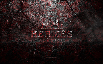 Hermes logo, grunge art, Hermes stone logo, red stone texture, Hermes, grunge stone texture, Hermes emblem, Hermes 3d logo HD wallpaper