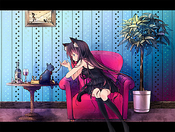 Don't forget, catgirl, tail, animal ears, long hair HD wallpaper