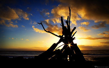 Sunset, beach HD wallpaper