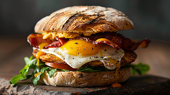 Delicious Breakfast Sandwich, breakfast, burger, bacon, egg HD wallpaper