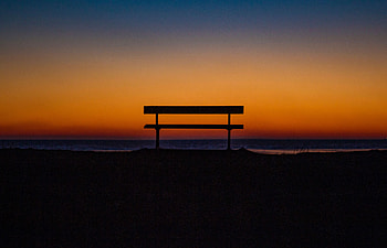Sky, Horizon, Dark, Bench HD wallpaper