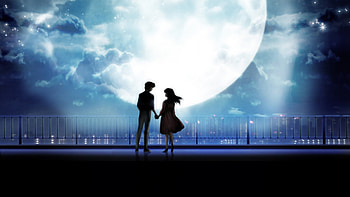 Nightime anime love, Anime, kiss HD wallpaper