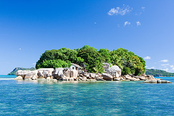 Ocean Island,Seychelles, island, house, landscape, trees, nature, ocean HD wallpaper