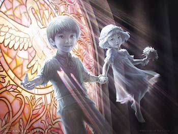 Blessed spirits, halloween, children, fantasy, boy, anna steinbauer, couple, girl, church HD wallpaper
