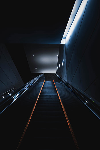 Dark, Design, Construction, Ladder, Stairs, Premises, Room, Escalator HD phone wallpaper