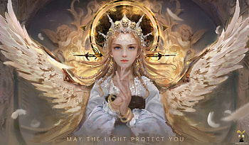 Angel, golden, frumusete, gorgeous, girl, angek, lightwing academy, superb, fantasy, luminos HD wallpaper