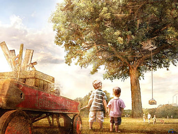 Building our future, sweet, children, boy, house, hope, people, dream, tree HD wallpaper