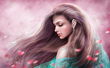 ▱▱ Patiently waits ▱▱, Flowers, Girl, Flowing hair, Art HD wallpaper